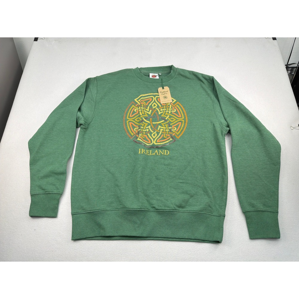 Traditional Craft Ireland Celtic Knot Sweatshirt Green Marl XL T5098-XL
